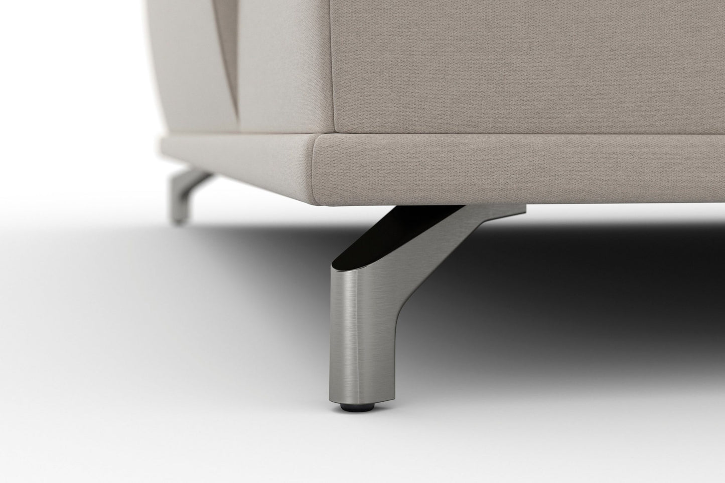 Wohnlandschaft beige mit Federkern, Sitztiefenverstellung und Kopfteilverstellung in Luxus-Microfaser.