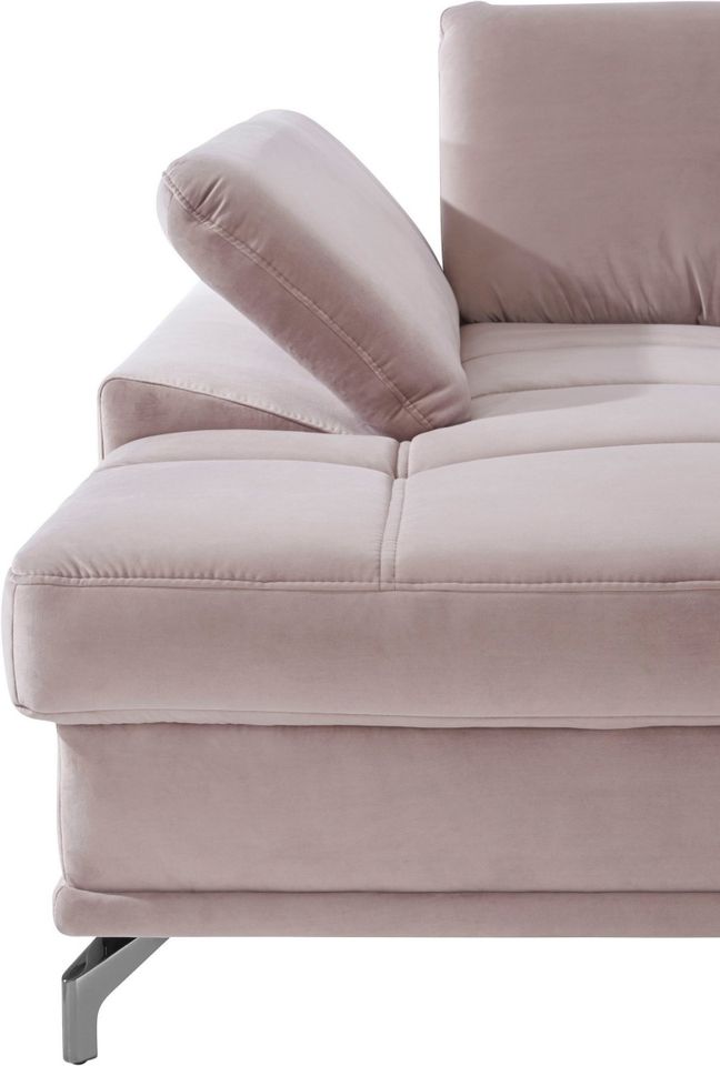 Wohnlandschaft Samt Beige 363cm Federkern B-Ware