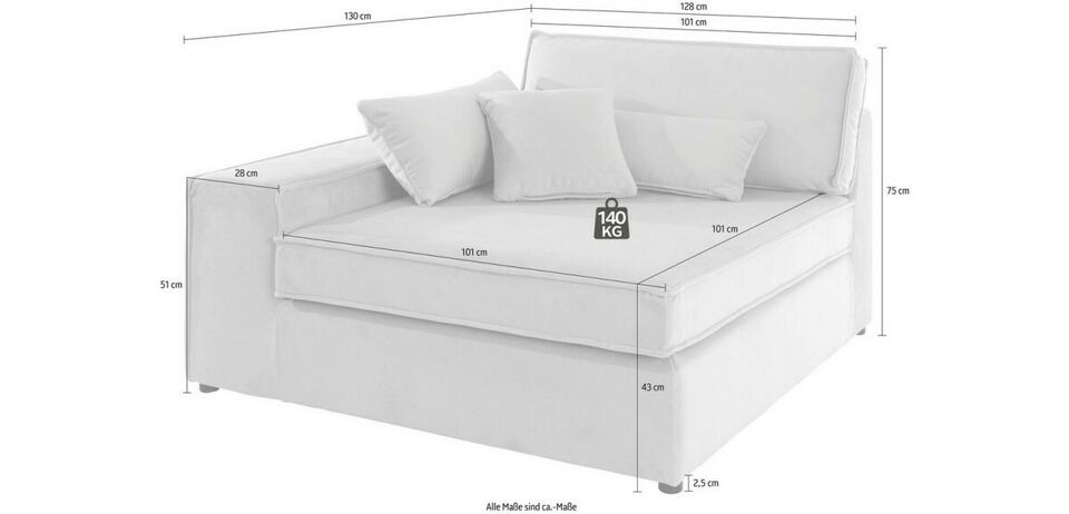 Ecksofa Joreen OTL 360x260 cm Baumwollmix Creme Weiß LeGer Beige B-Ware
