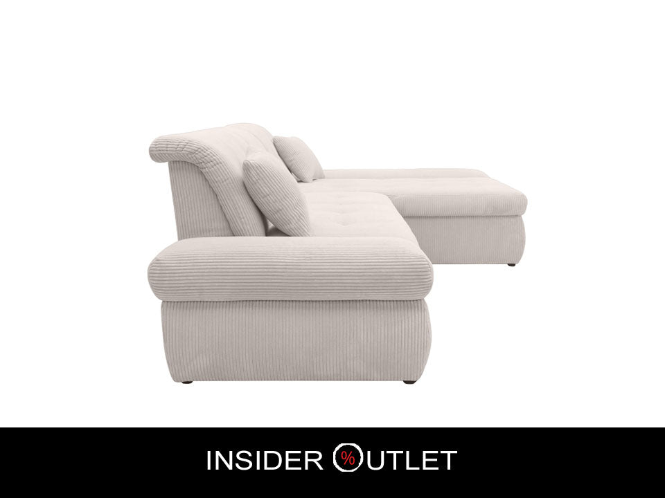 XL Ecksofa London Cord Beige 300x172 cm mit Schlaffunktion und Armteilverstellung Cordsofa Schlafsofa OTR