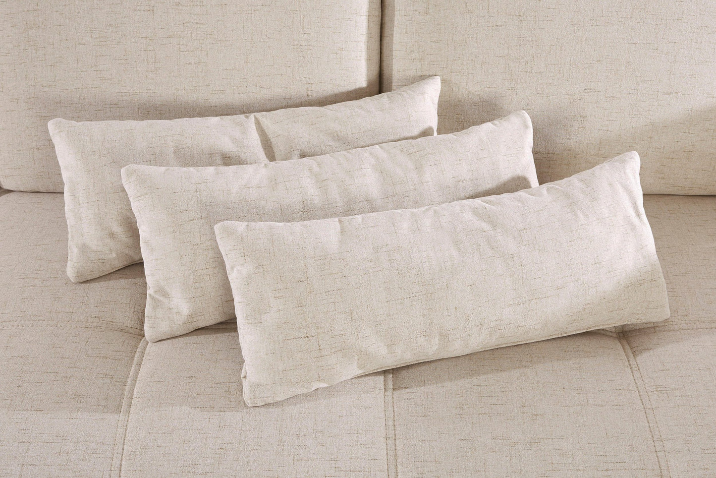Design Ecksofa in Creme Beige mit Federkern, Sitztiefenverstellung, Armteilverstellung, Eckcouch Costello jetzt online bestellen.