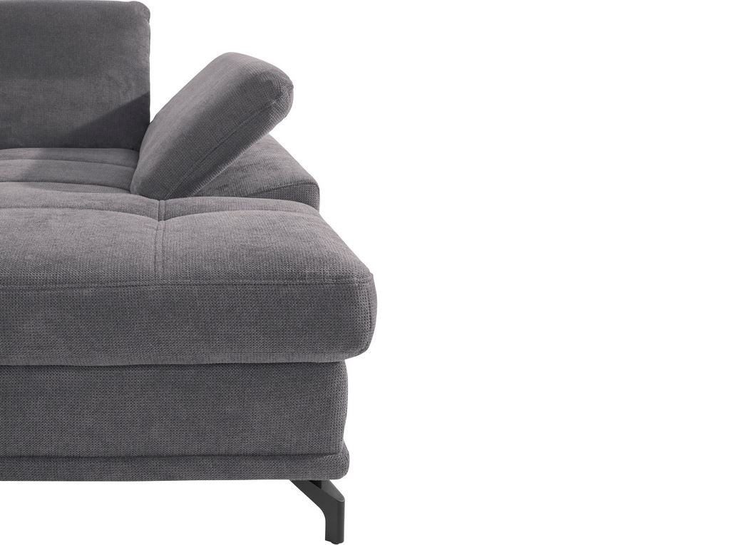 Ecksofa Grau mit Federkern, Sitztiefenverstellung und Armteilverstellung in Luxus-Microfaser Costello, jetzt reduziert im Angebot online bestellen.