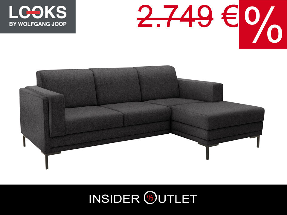 Ecksofa grau, LOOKS VII by Wolfgang Joop, anthrazit Struktur fein L-Form Couch, online bestellen.