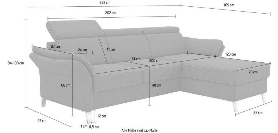Ecksofa ★ 252x165cm Beige Schlaffunktion Bettkasten Federkern B-Ware