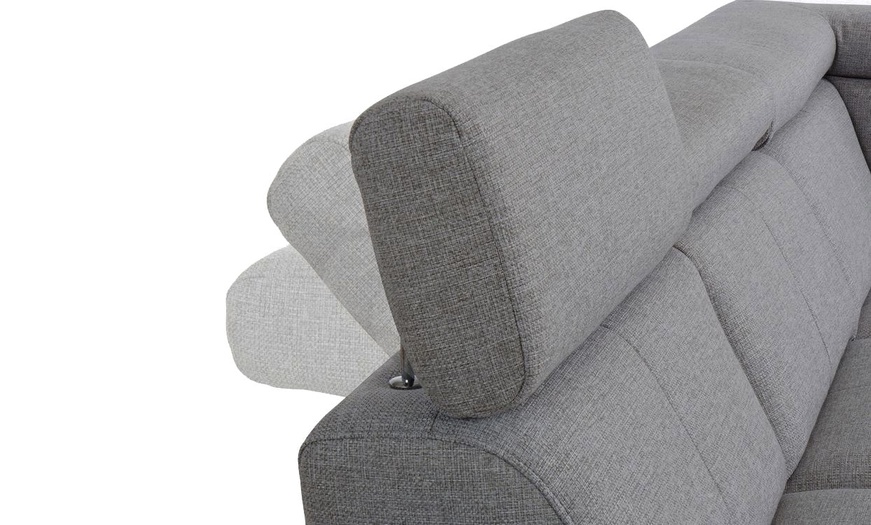 Ecksofa in grau mit Schlaffunktion und Bettkasten Sofa Happy, Couch sofort lieferbar.
