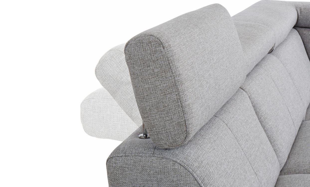 Ecksofa Grau 254x274 cm mit Schlaffunktion, Bettkasten, Armteil- und Kopfteilverstellung Happy Couch OTL - 06