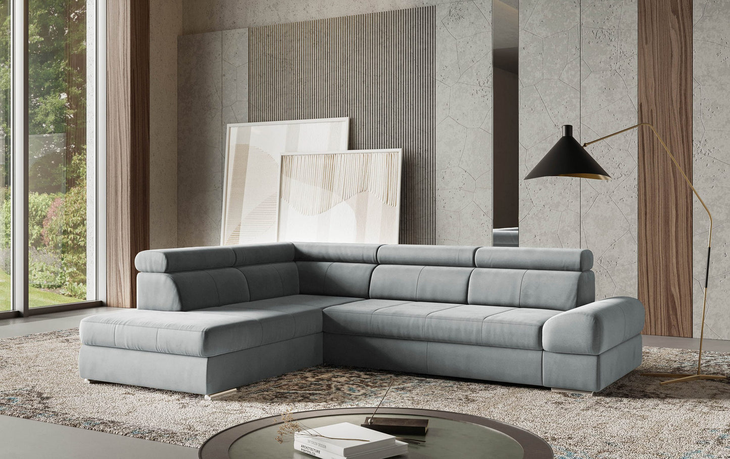 Ecksofa Samt Grau mit Schlaffunktion und PUR-Schaum, Broadway jetzt reduziert online bestellen.