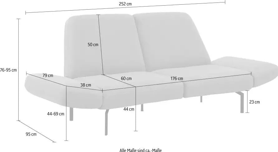Sofa Avellino dunkelbeige, braun Rückenverstellung, Armteilverstellung im Skandi Design sofort lieferbar.