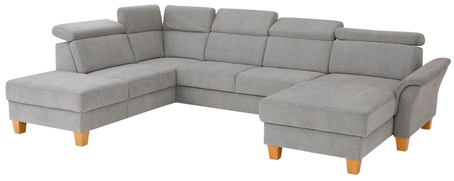 Wohnlandschaft Grau mit Schlaffunktion, Bettkasten, Federkern und Kopfteilverstellung, Conville jetzt reduziert im Angebot kaufen.