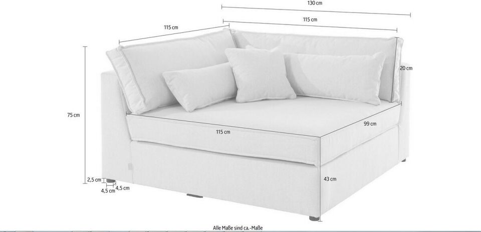 Ecksofa Joreen OTL 360x260 cm Baumwollmix Creme Weiß LeGer Beige B-Ware