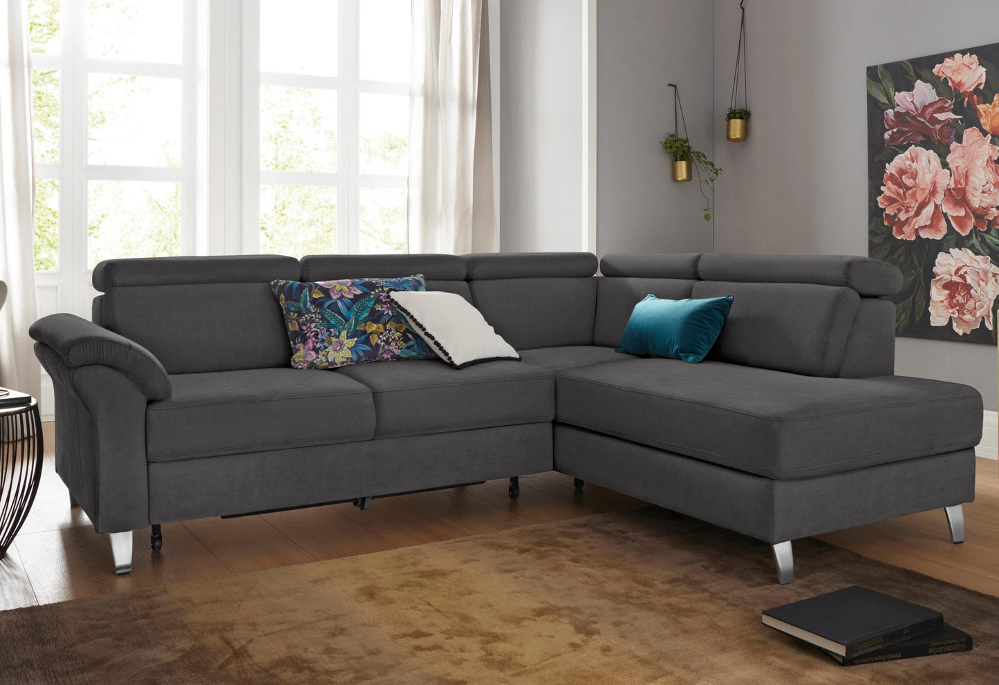 Ecksofa ❤ 245x194cm Grau Schlaffunktion Bettkasten Federkern B-Ware