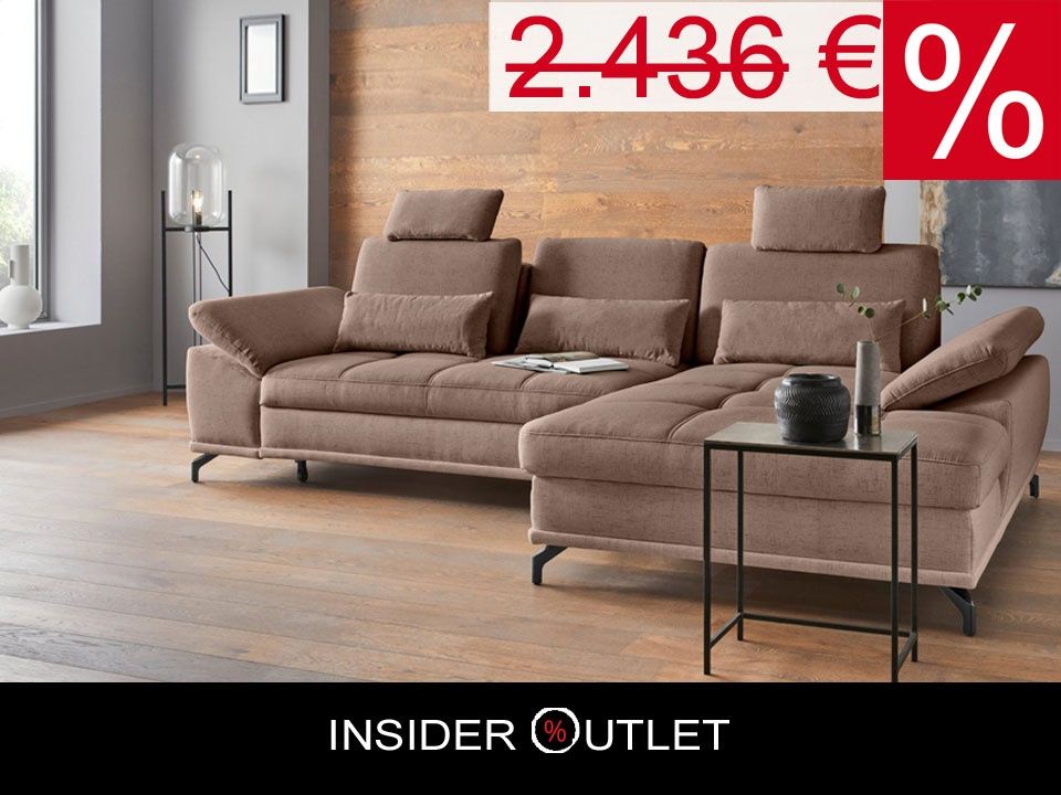 Ecksofa Braun 301x176 cm inkl. Federkern, Armteil- und Sitztiefenverstellung B-Ware OTR