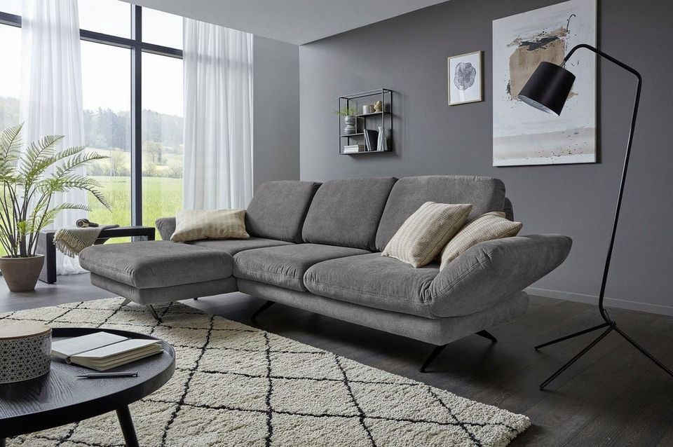 Ecksofa 252x16Scm Saletto Grau Drehsitz Rücken- u Armlehenverstellung B-Ware