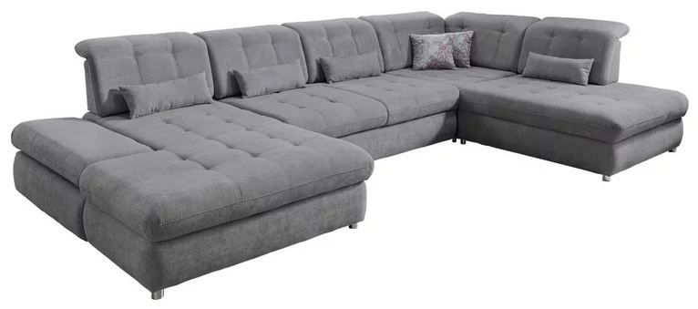 XXL Wohnlandschaft Schlaffunktion 2 Bettkasten Grau Webstoff B-Ware