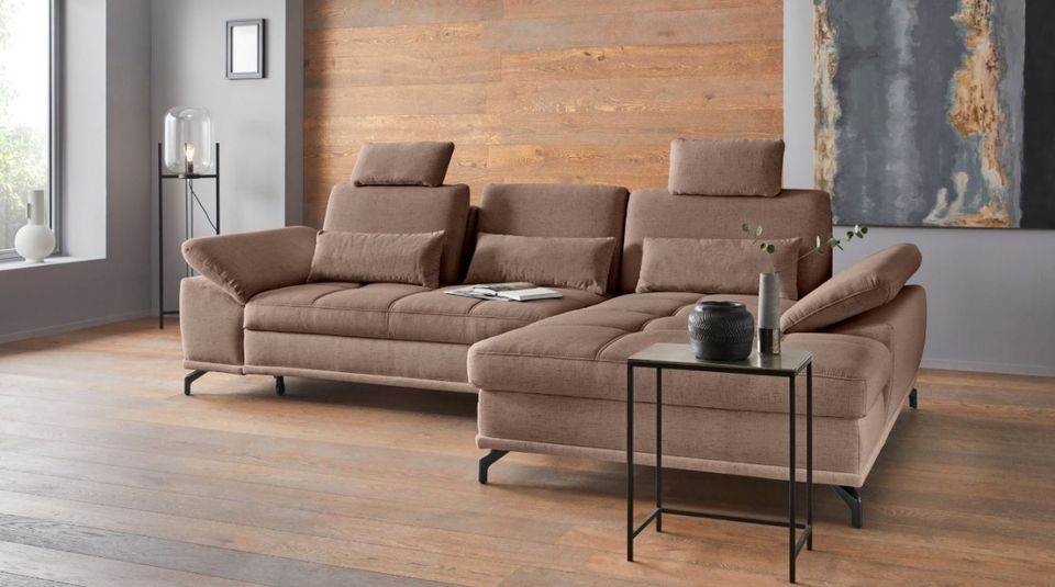 Ecksofa Braun 301x176 cm inkl. Federkern, Armteil- und Sitztiefenverstellung B-Ware OTR
