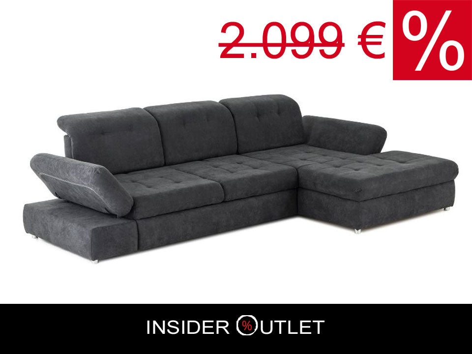 Ecksofa 324x190cm Grau Schlaffunktion Bettkasten Sitztiefenverstellung B-Ware