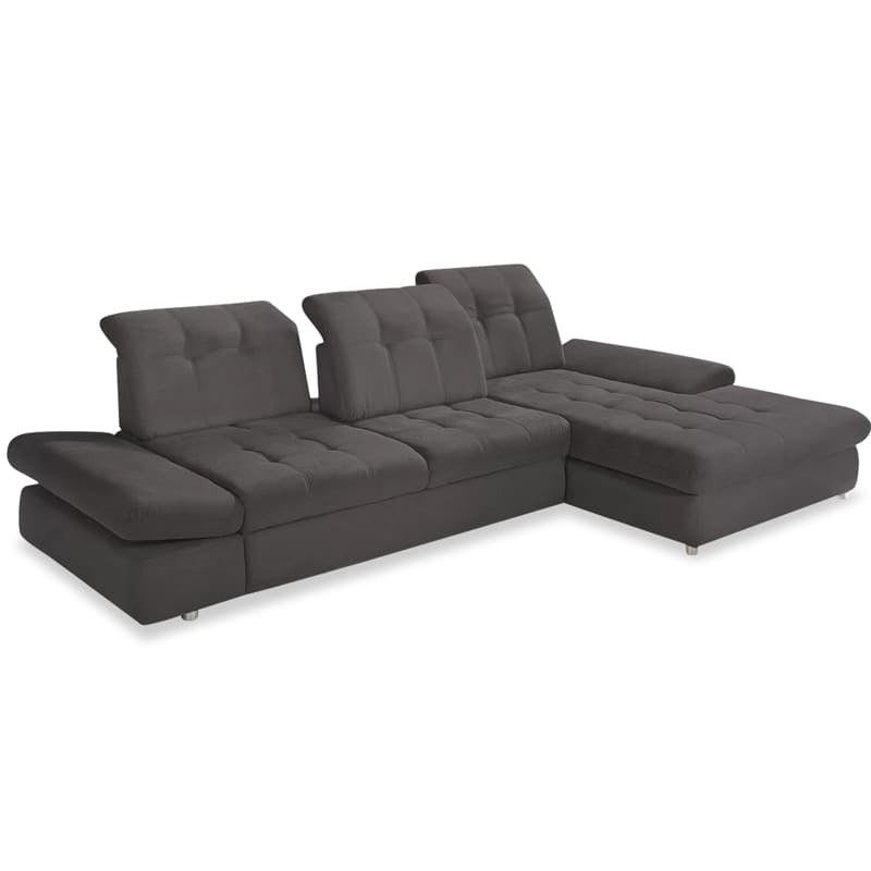 Ecksofa 324x190cm Grau Schlaffunktion Bettkasten Sitztiefenverstellung B-Ware