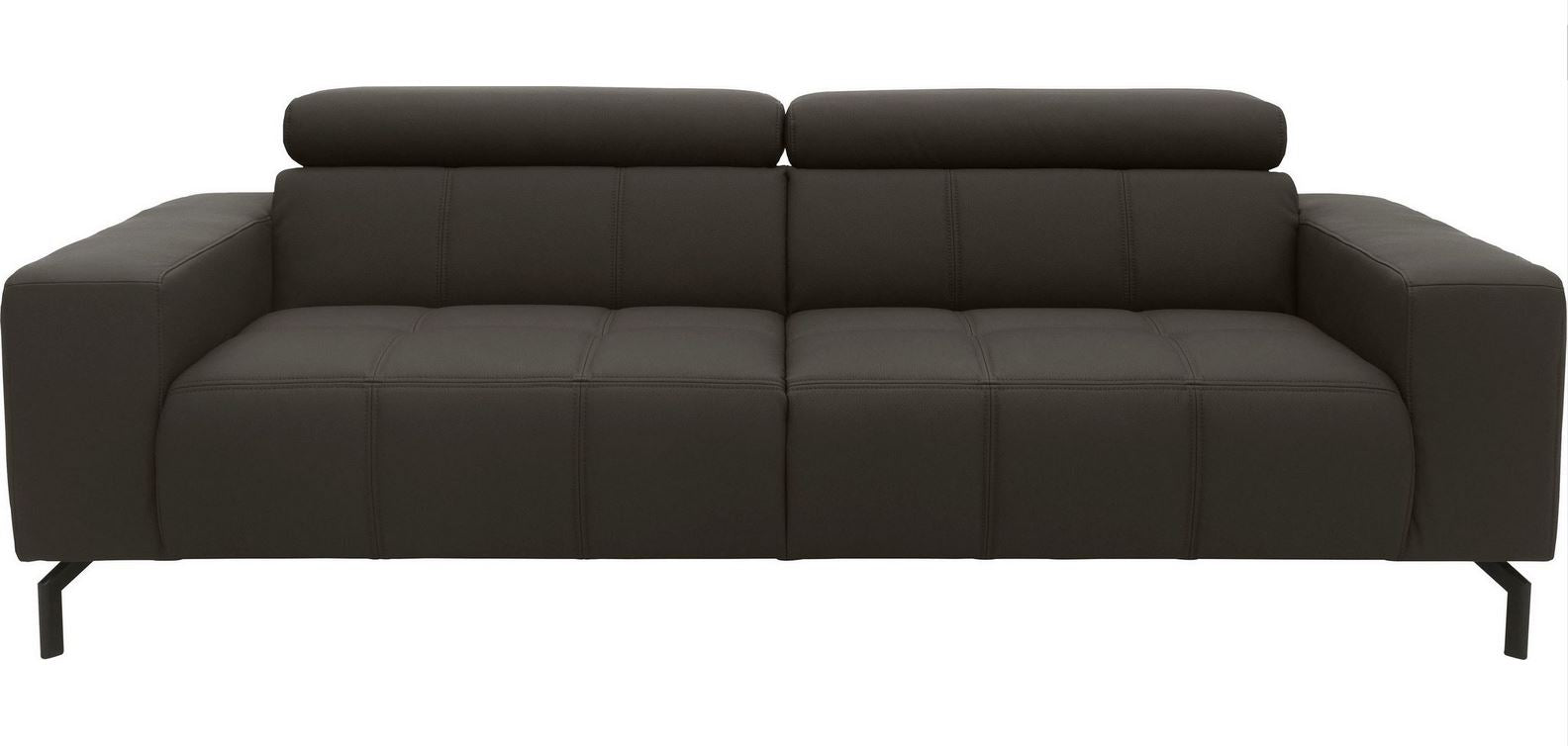 Sofa Couch Dunkelbraun Kunstleder Kopfteilverstellung Cunelli 3-Sitzer, Skandi Design.