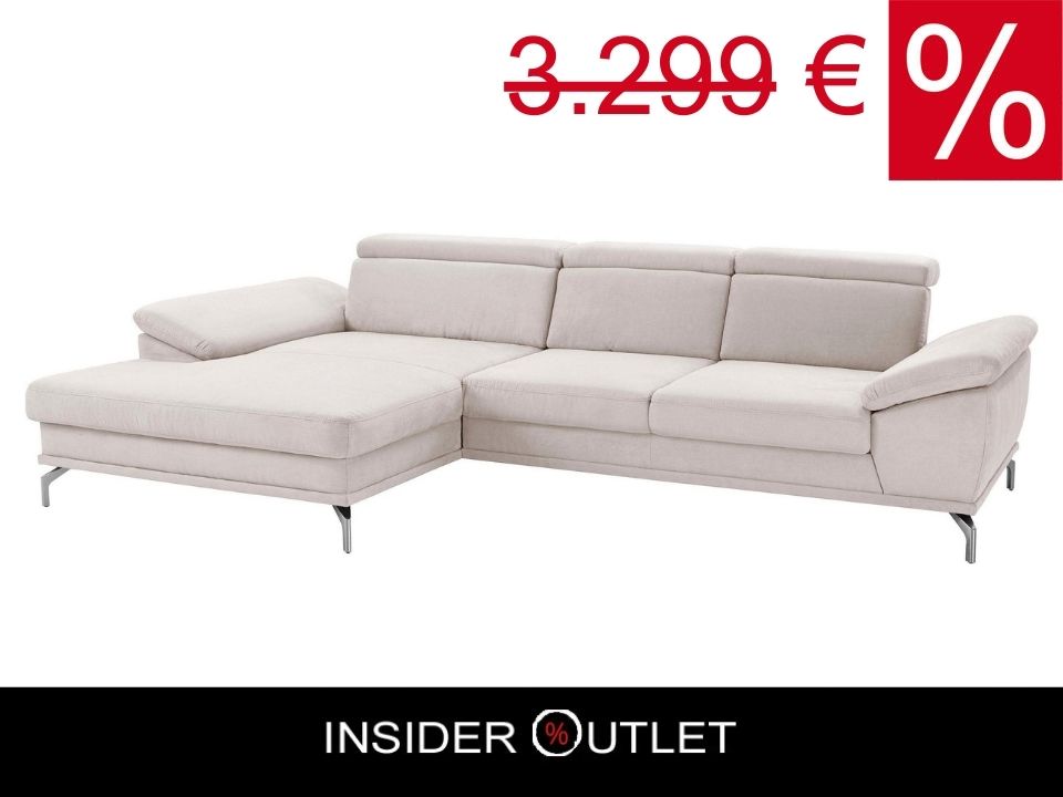 Ecksofa Beige mit Federkern und Sitztiefenverstellung in Luxus-Microfaser, Skandi Design Couch Scorpio jetzt reduziert im Angebot online bestellen.