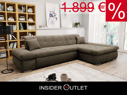 Ecksofa Moric Dunkelbeige, Schlamm, Taupe Cordsofa online kaufen.