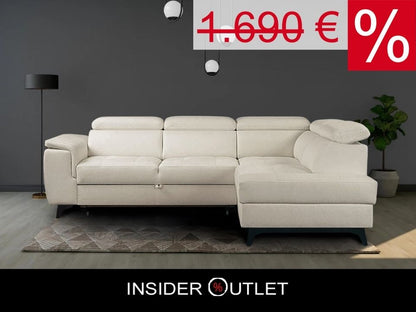 Kleines Ecksofa in Beige mit Schlaffunktion, Bettkasten und Kopfteilverstellung in pflegeleichtem Luxus Microfaser Bezug jetzt reduziert im Angebot online bestellen.
