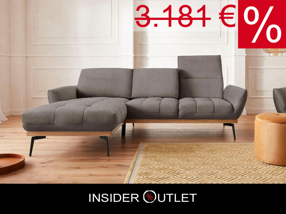 GMK Ecksofa Palic 245x185cm Salz Pfeffer Grau Beige von Guido M. Kretschmer B-Ware