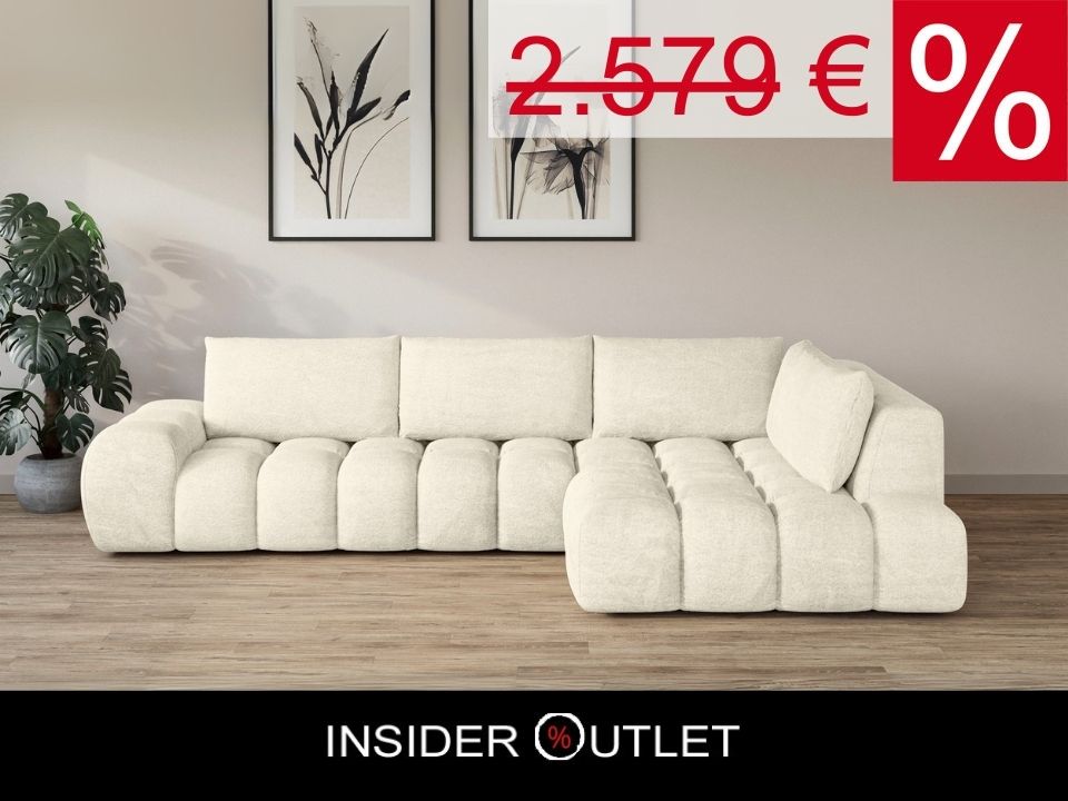 Mega Big Ecksofa in Creme Beige Wolkensofa Cloud reduziert im Angebot online kaufen, Couch Azita.