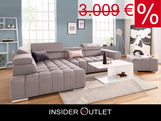 Mega BIG Ecksofa 307x201cm Taupe Grau Beige Schlaffunktion Elias B-Ware - OTL