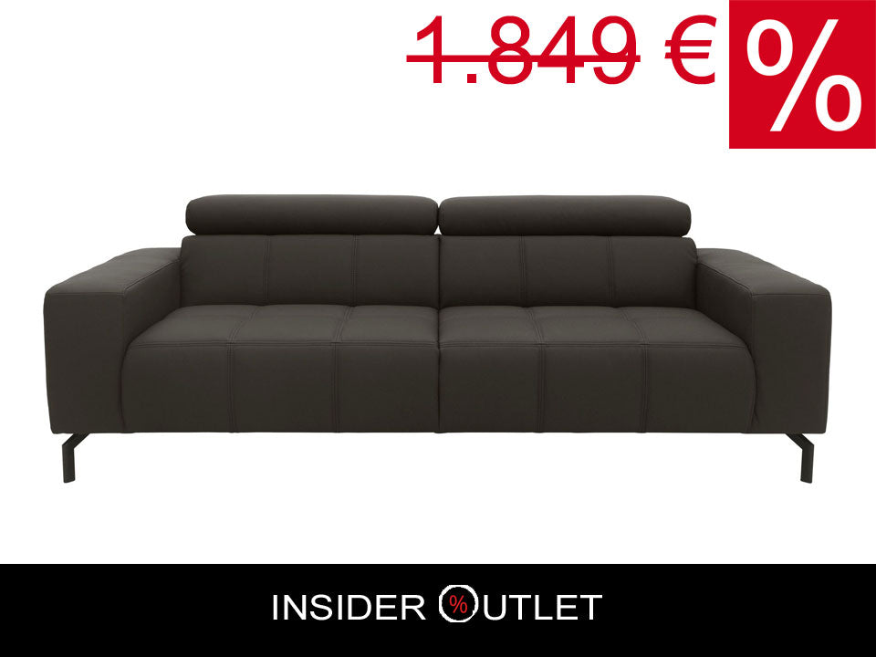 Sofa Couch Dunkelbraun Kunstleder Kopfteilverstellung Cunelli 3-Sitzer, Skandi Design.