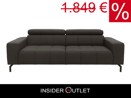 Sofa Couch Dunkelbraun Kunstleder Kopfteilverstellung Cunelli 3-Sitzer, Skandi Design.