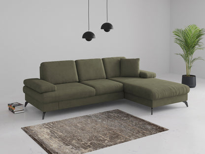 Ecksofa 247x171cm Cord Olive Grün Schlaffunktion PUR-Schaum Skandi Design B-Ware OTR