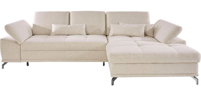 Ecksofa in Creme Beige mit Federkern, Sitztiefenverstellung, Sofa Costello reduziert.