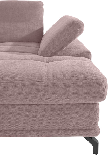 Ecksofa in Rosa Flieder mit Schlaffunktion, Bettkasten und Federkern, Sofa Costello Couch, rose.