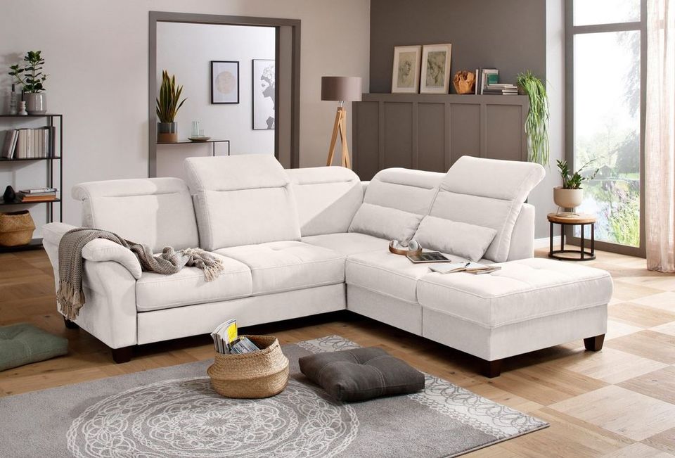 Ecksofa 260x235cm Creme Natur Beige Federkern Microfaser B-Ware