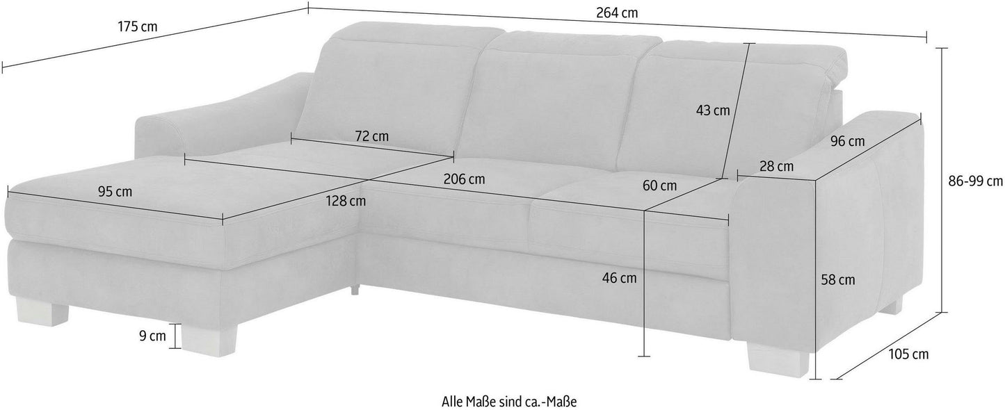 Ecksofa in braun mit schlaffunktion, federkern, lederoptik, dundee