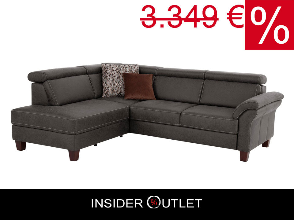 Ecksofa 245x194cm Grau Schlaffunktion Bettkasten Federkern B-Ware