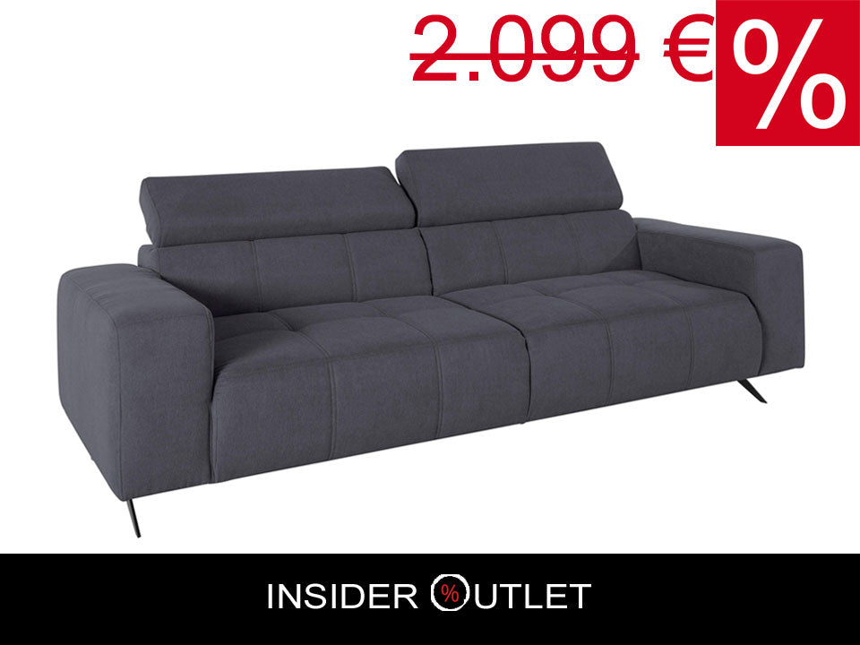 Das Trento Sofa, Couch 3-Sitzer ist in pflegeleichter Luxus-Microfaser Grau.