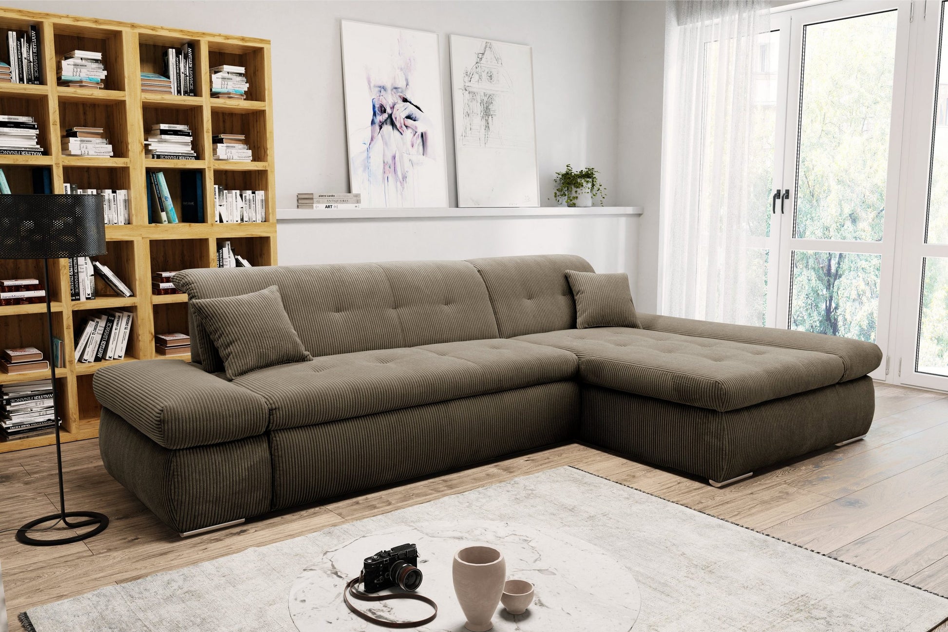 Ecksofa Moric Dunkelbeige, Schlamm, Taupe Cordsofa sofort verfügbar.