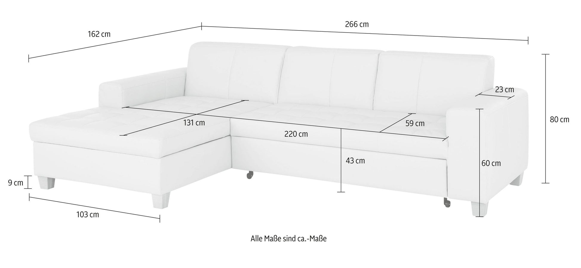 Kleines Ecksofa anthrazit grau mit Schlaffunktion in Überlänge, Bettkasten aus der Serie Teri "Corby" jetzt reduziert Online kaufen.