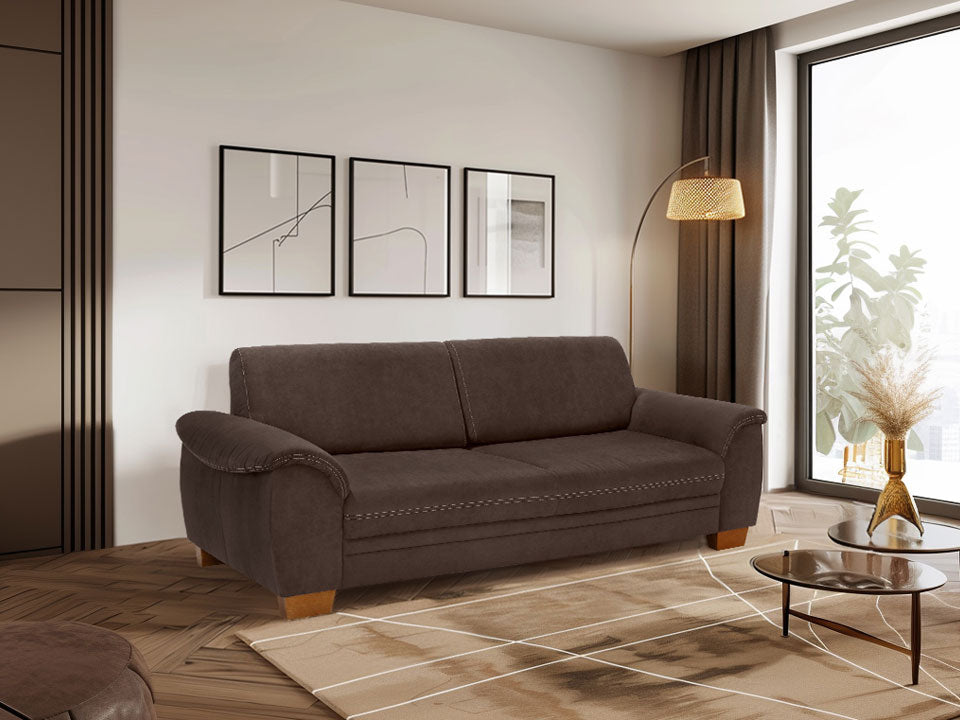 3,5 Sitzer Sofa Husum Braun mit Federkern und Sitztiefenverstellung in Luxus-Microfaser reduziert im Angebot sofort lieferbar.