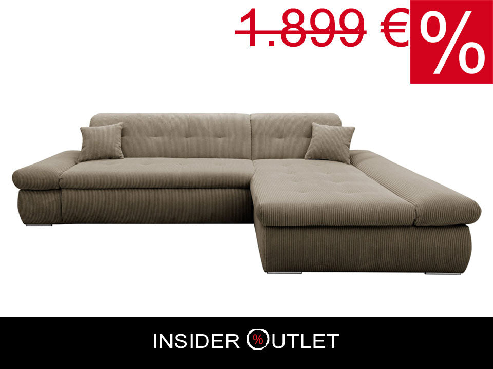 Ecksofa Moric Dunkelbeige, Schlamm, Taupe Cordsofa reduziert kaufen.