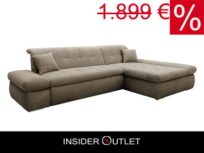 Ecksofa Moric Dunkelbeige, Schlamm, Taupe Cordsofa im Angebot kaufen.