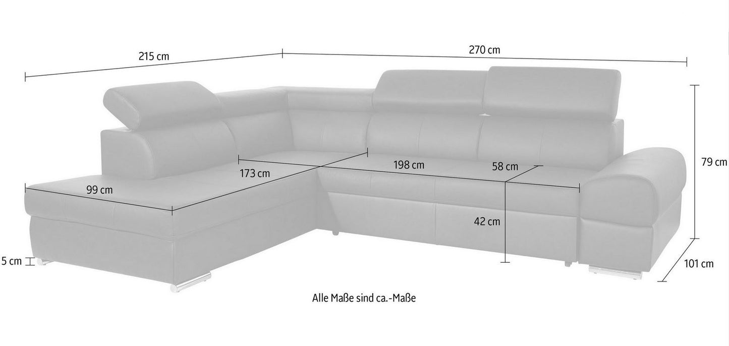 Ecksofa ★ 272x226cm Grau Luxus Microfaser Links B-Ware