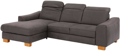 Ecksofa in braun mit schlaffunktion, federkern, lederoptik, dundee