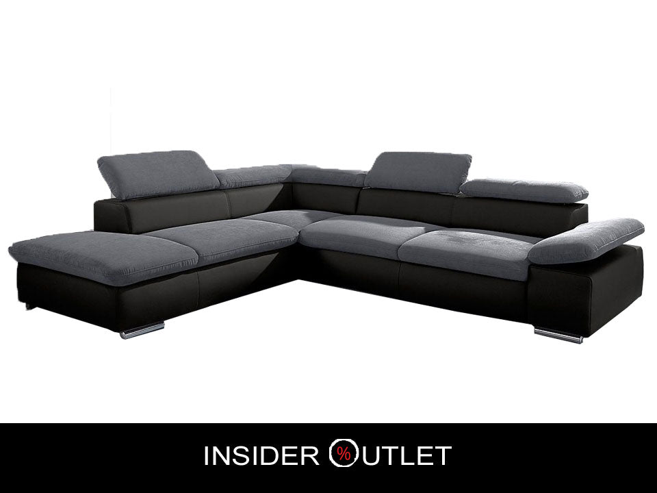 Ecksofa ★ 272x226cm 2024 Schwarz Grau Rechts Altara Nubuck Stoff