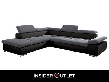 Ecksofa Grau Schwarz Microfaser Couch Valentine.