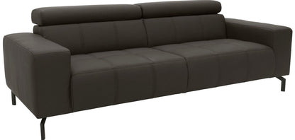 Sofa Couch Dunkelbraun Kunstleder Kopfteilverstellung Cunelli 2-Sitzer, Skandi Design.