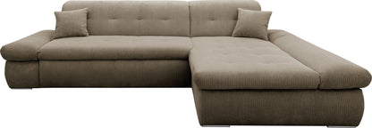 Ecksofa Moric Dunkelbeige, Schlamm, Taupe Cordsofa sofort lieferbar.