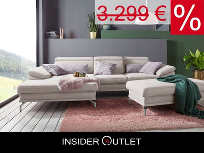 Ecksofa Beige mit Federkern und Sitztiefenverstellung in Luxus-Microfaser, Skandi Design Couch Scorpio jetzt reduziert im Angebot online bestellen.