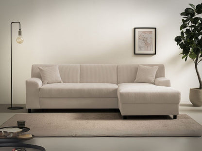 Kleines Ecksofa in Cord Beige mit Federkern, Couch Turah jetzt reduziert im Angebot bestellen.